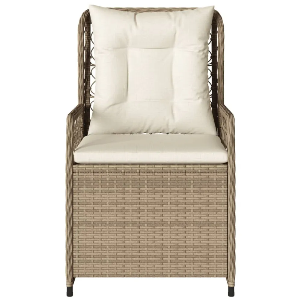 Sedie da Giardino Reclinabili 2 pz Panna Polyrattan