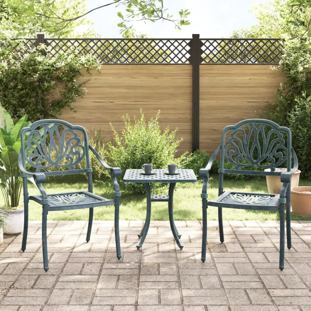 Sedie da Giardino 2 pz Verdi Alluminio Pressofuso