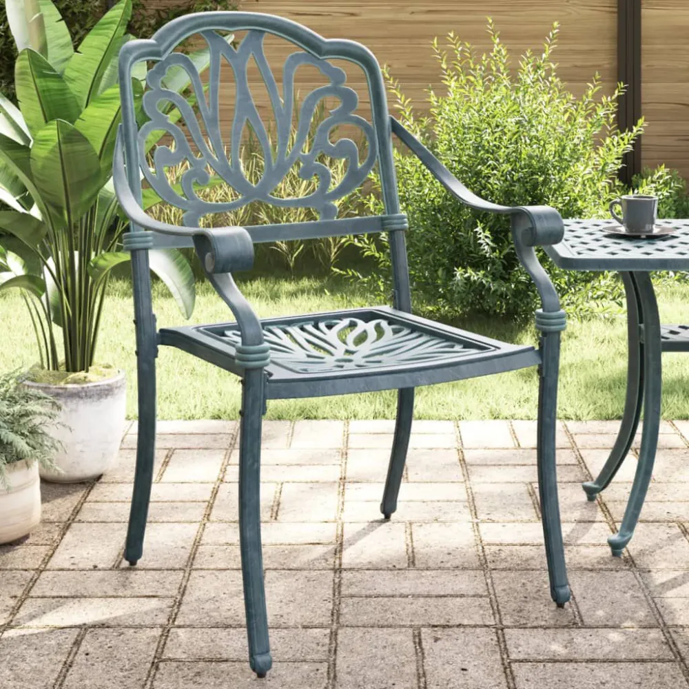 Sedie da Giardino 2 pz Verdi Alluminio Pressofuso