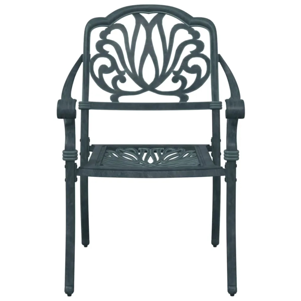 Sedie da Giardino 2 pz Verdi Alluminio Pressofuso