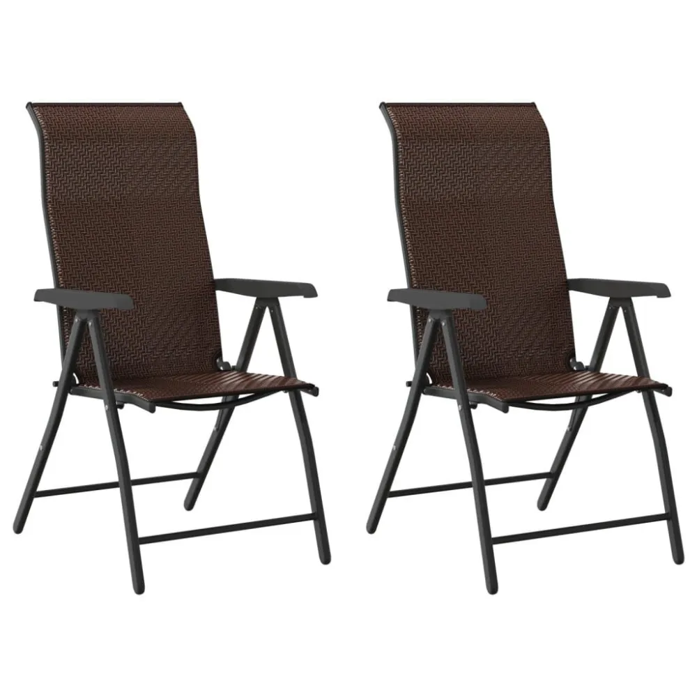 Sedie Pieghevoli da Giardino 2 pz Marroni Polyrattan