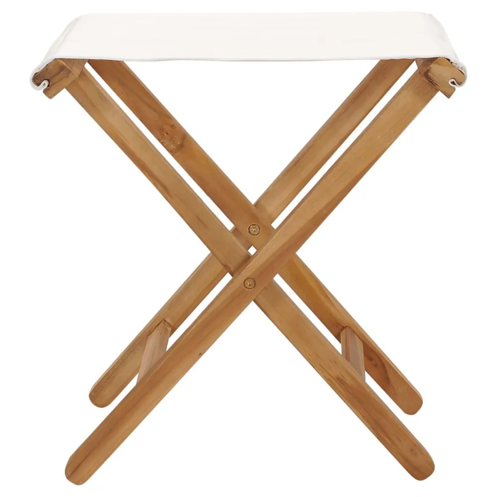 Sedie Pieghevoli 2 pz Legno di Teak e Tessuto Bianco Crema