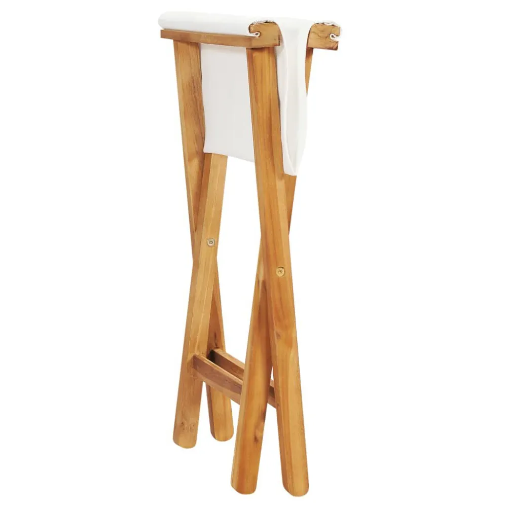 Sedie Pieghevoli 2 pz Legno di Teak e Tessuto Bianco Crema