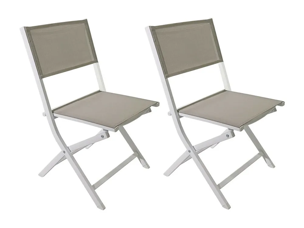 Sedie Pieghevoli Rebecca Mobili Ilomba 84x48x57 Alluminio Poliestere Bianco Beige Innovativo SET 2 pezzi Da Montare