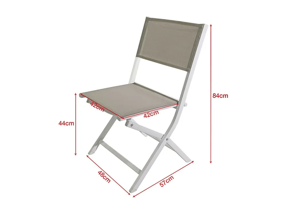 Sedie Pieghevoli Rebecca Mobili Ilomba 84x48x57 Alluminio Poliestere Bianco Beige Innovativo SET 2 pezzi Da Montare