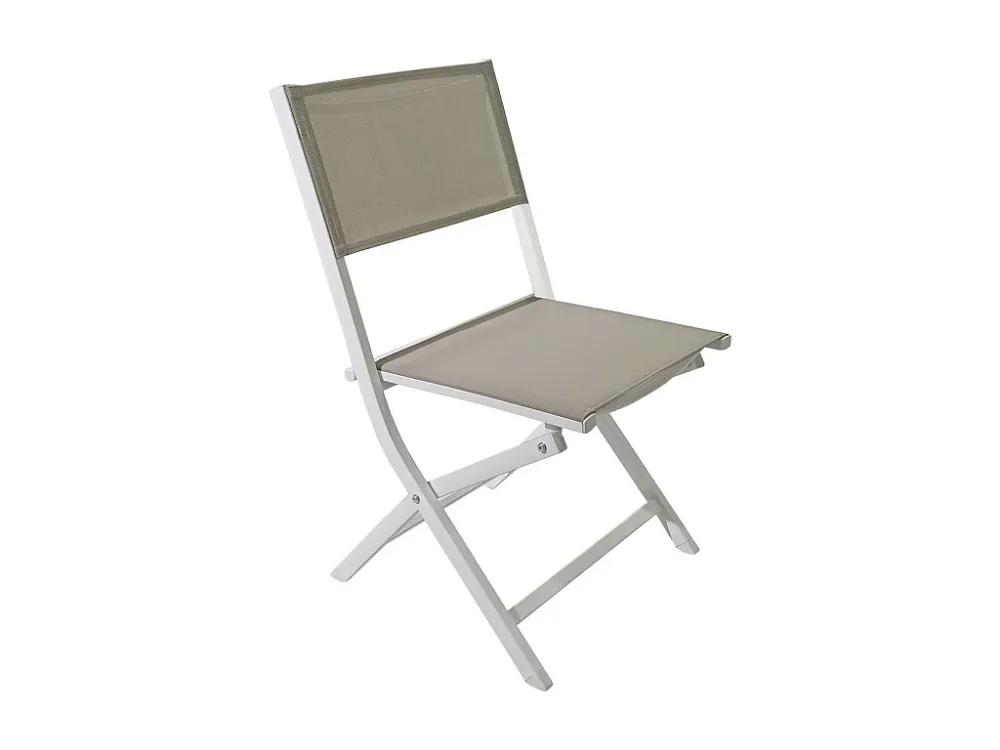 Sedie Pieghevoli Rebecca Mobili Ilomba 84x48x57 Alluminio Poliestere Bianco Beige Innovativo SET 2 pezzi Da Montare