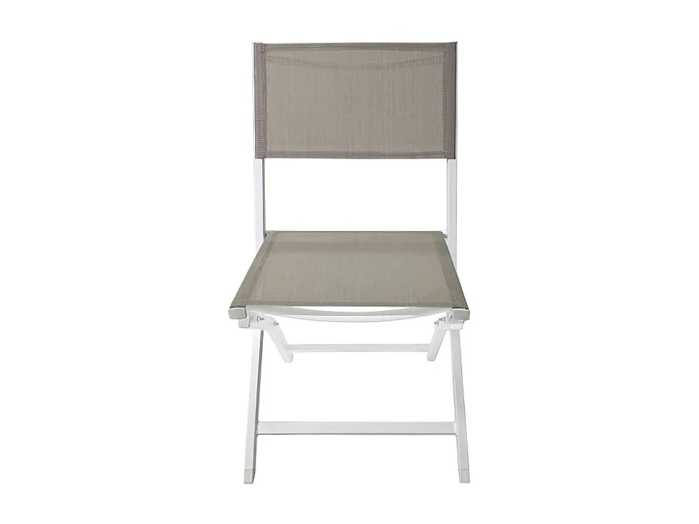 Sedie Pieghevoli Rebecca Mobili Ilomba 84x48x57 Alluminio Poliestere Bianco Beige Innovativo SET 2 pezzi Da Montare