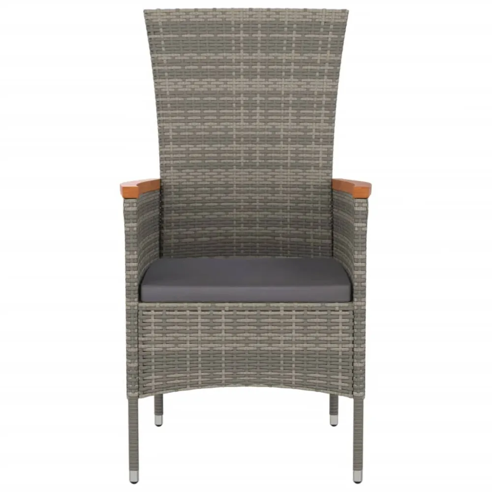 Sedie Reclinabili da Giardino con Cuscini 2pz Grigio Polyrattan