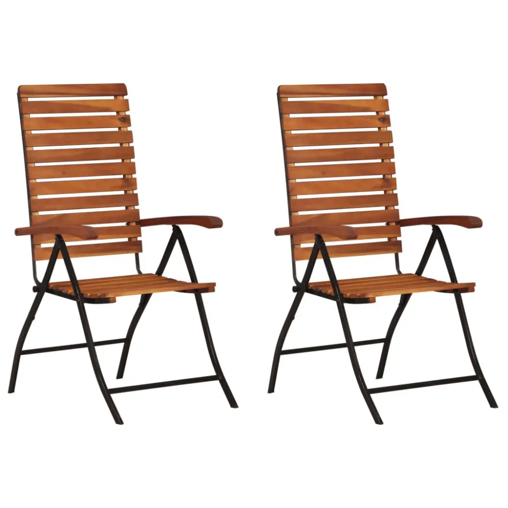 Sedie Reclinabili da Giardino 2 pz Legno Massello d'Acacia
