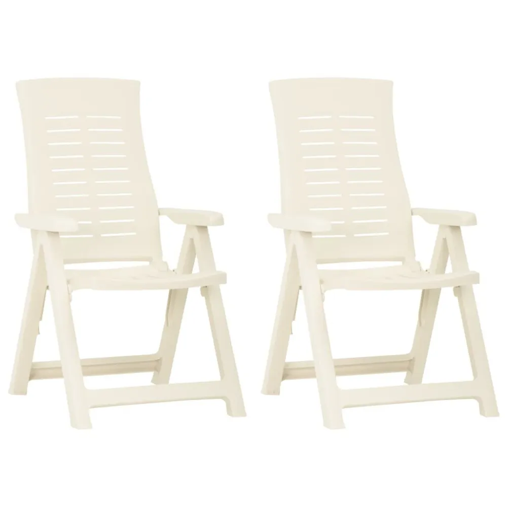 Sedie Reclinabili da Giardino 2 pz Plastica Bianca