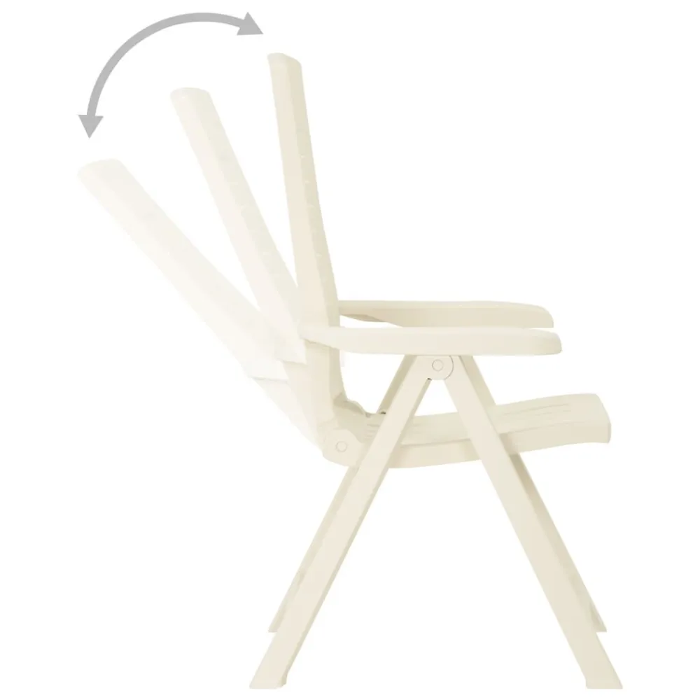 Sedie Reclinabili da Giardino 2 pz Plastica Bianca