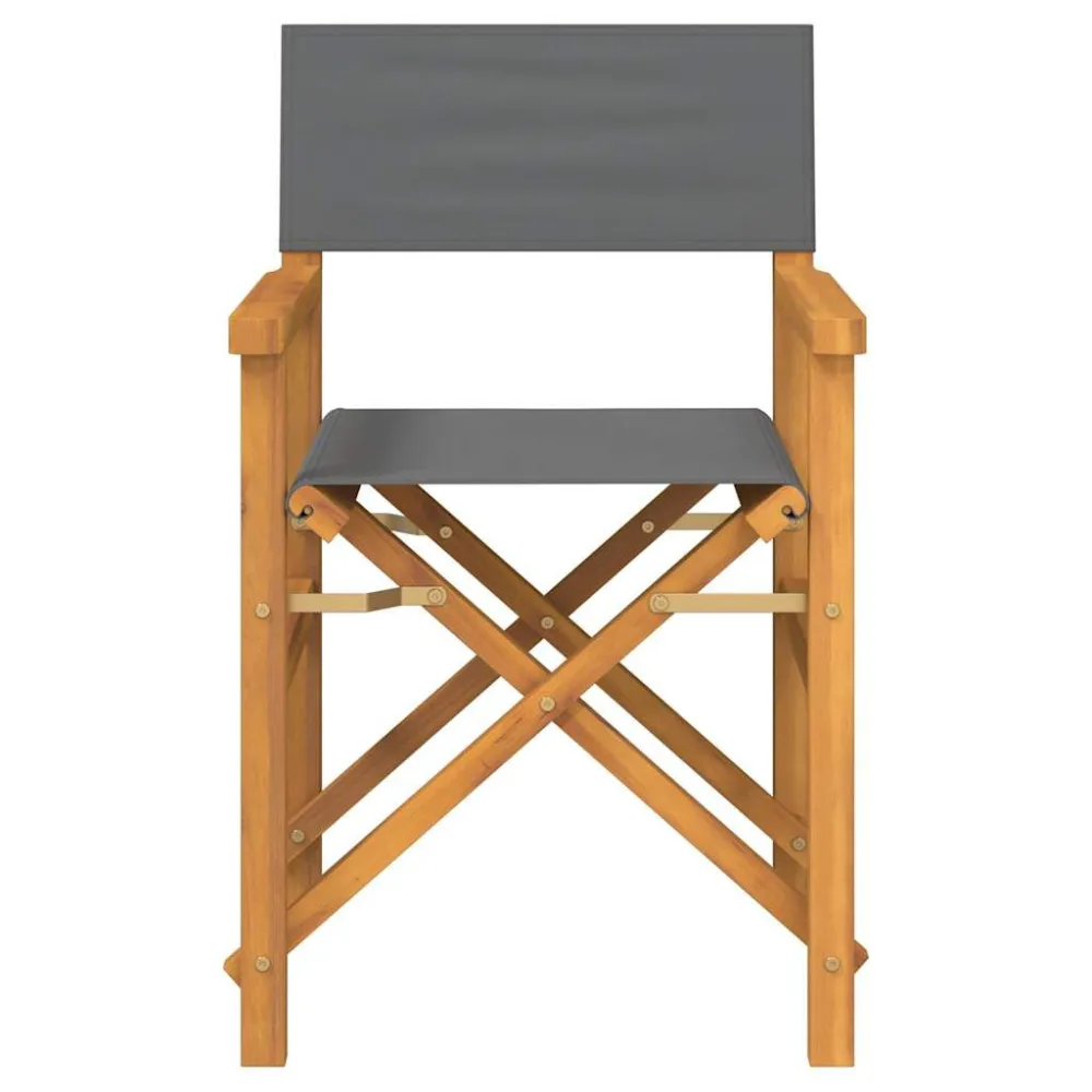 Sedie da Regista Pieghevoli 2 pz Grigio Legno Massello di Teak