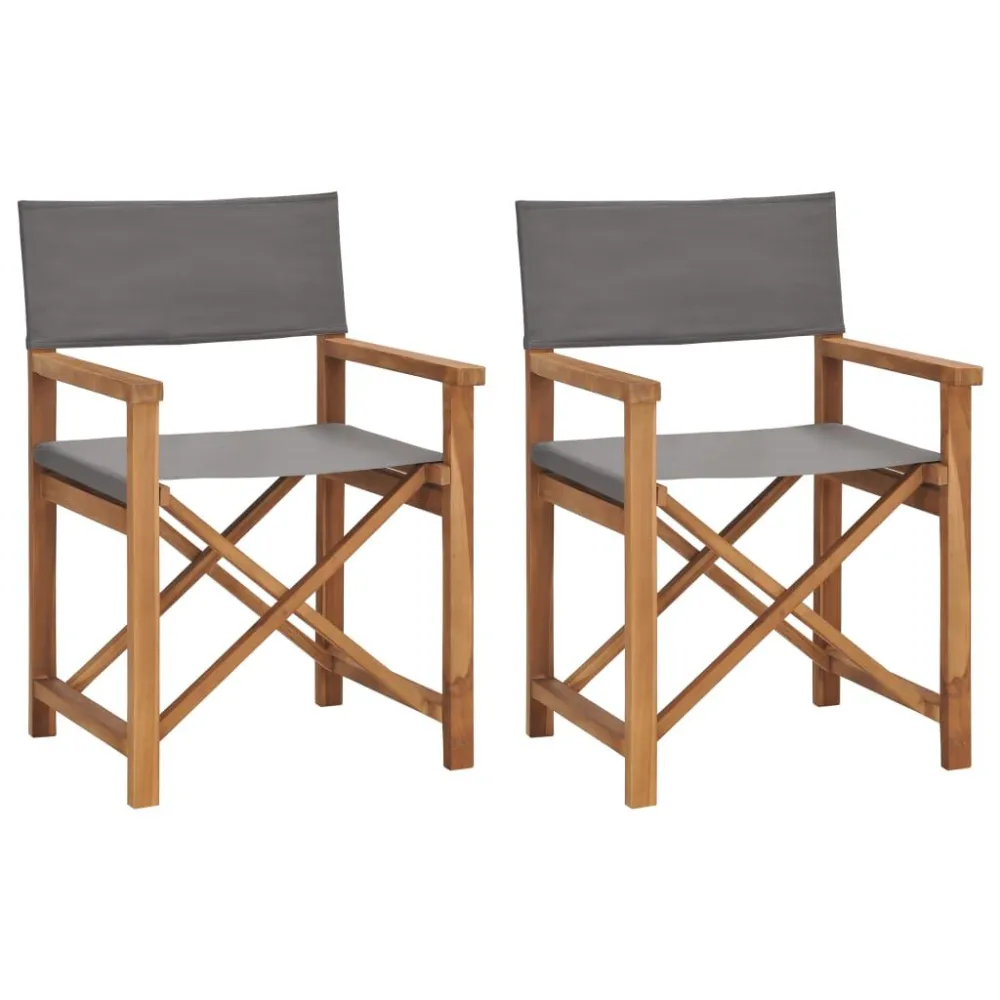 Sedie da Regista Pieghevoli 2 pz Massello di Teak Grigio