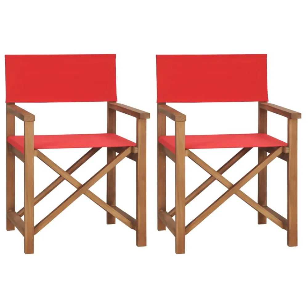 Sedie da Regista Pieghevoli 2 pz Massello di Teak Rosso