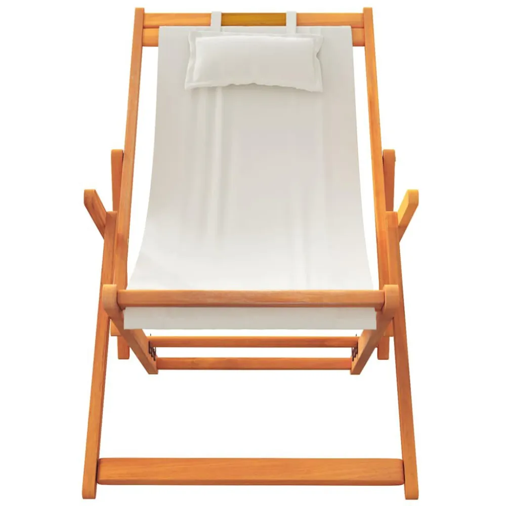 Sedie da Spiaggia Pieghevoli 2 pz Crema Tessuto