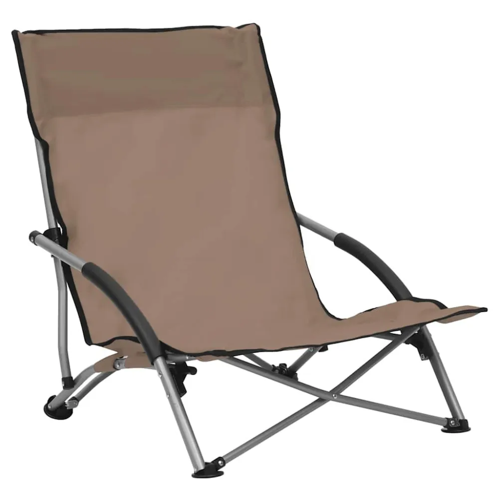Sedie da Spiaggia Pieghevoli 2 pz Tessuto Grigio Talpa