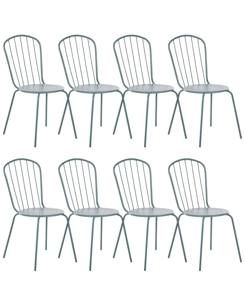 Set 8 Chairs CALVI metallo Light Blue
