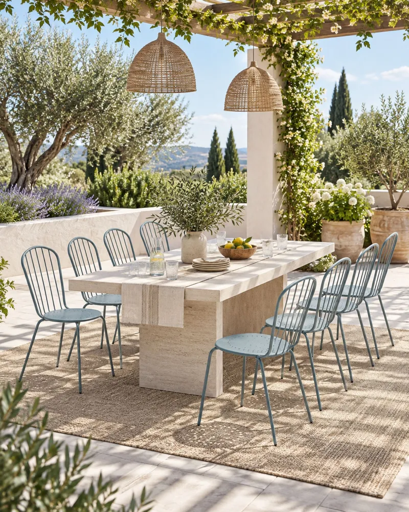 Set 8 Chairs CALVI metallo Light Blue