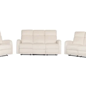 Set di divani 6 posti reclinabili fisicamente velluto bianco crema VERDAL