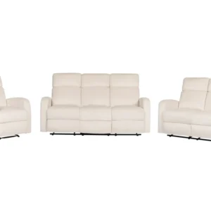 Set di divani 6 posti reclinabili modo manuale velluto bianco crema VERDAL
