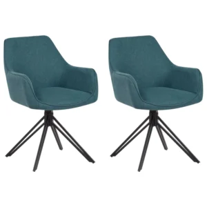 Set 2 Fabric Dining Chairs Teal JODAR