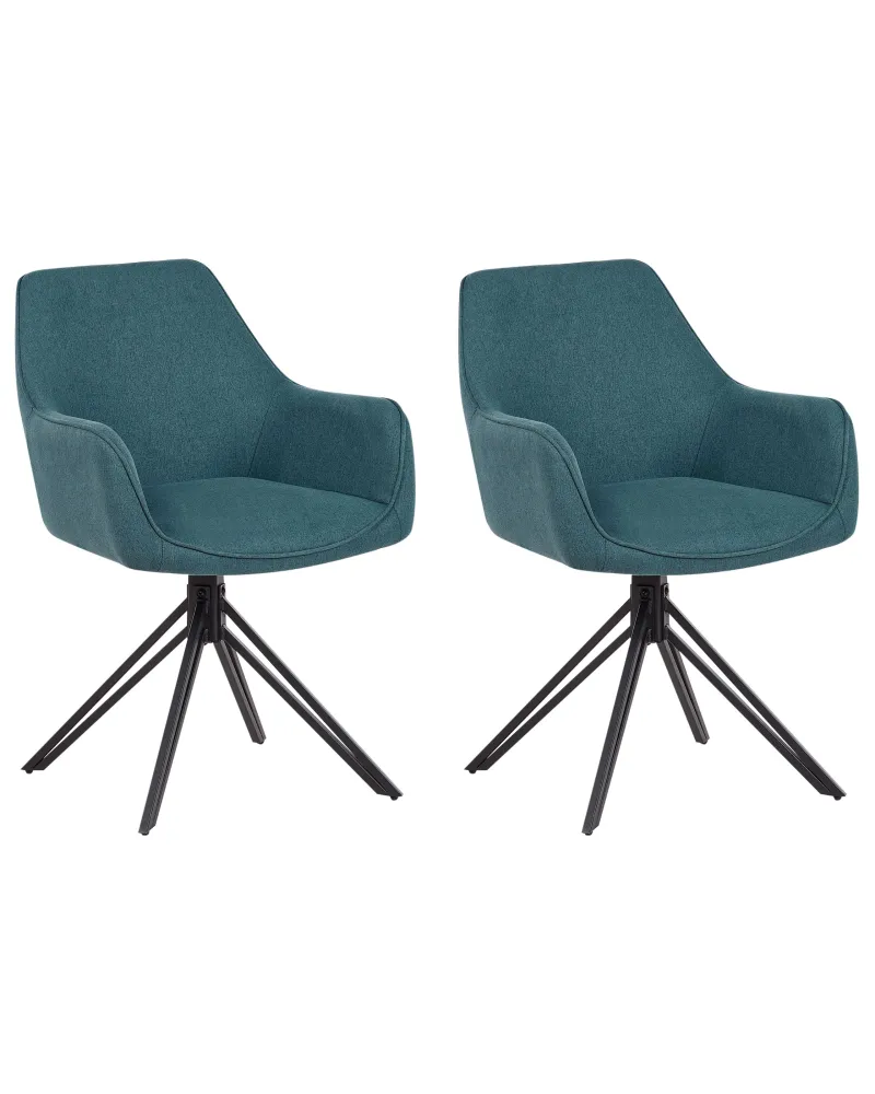 Set 2 Fabric Dining Chairs Teal JODAR