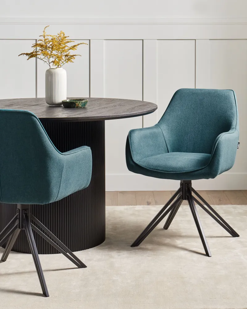 Set 2 Fabric Dining Chairs Teal JODAR