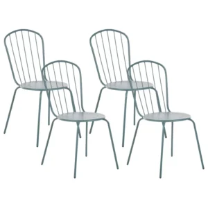 Set 4 Garden Chairs CALVI Metallo Light Blue