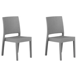Set 2 Garden Chairs FOSSANO Synthetic Material Light Grey