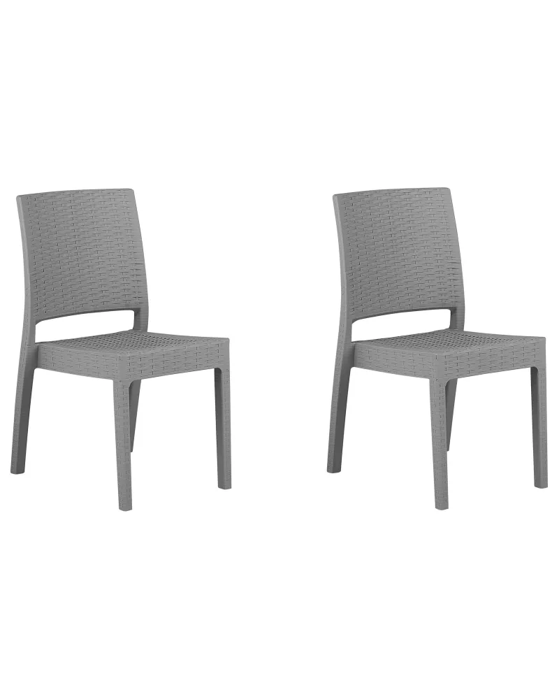 Set 2 Garden Chairs FOSSANO Synthetic Material Light Grey