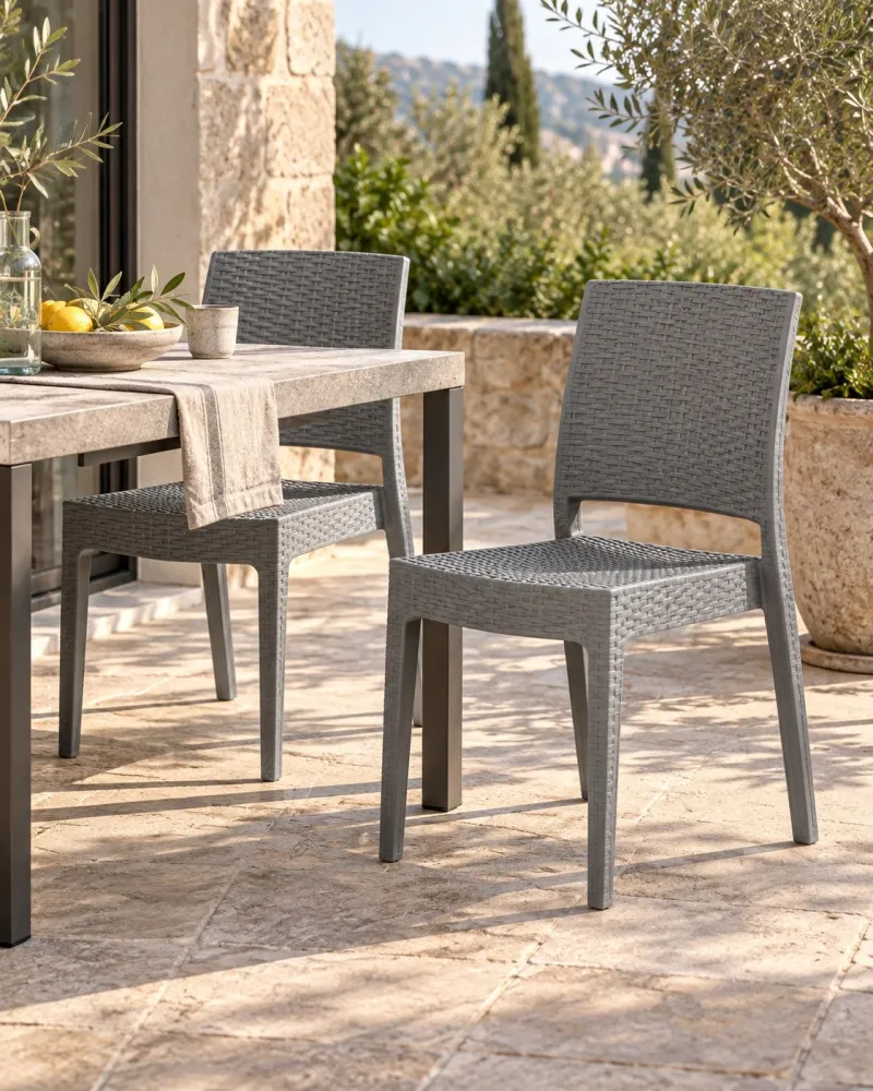 Set 2 Garden Chairs FOSSANO Synthetic Material Light Grey