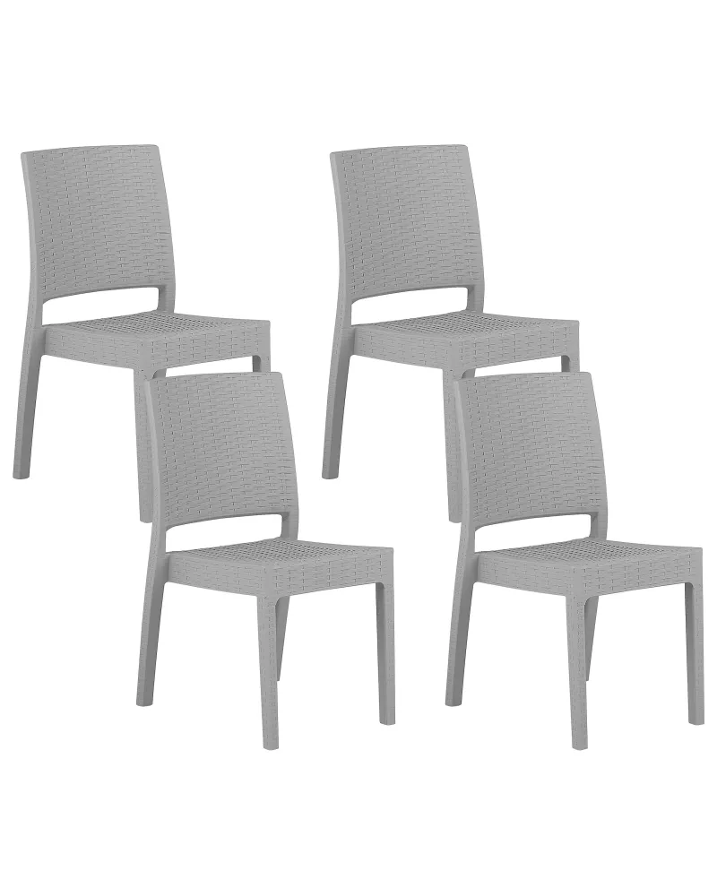 Set 4 Garden Chairs FOSSANO Synthetic Material Light Grey