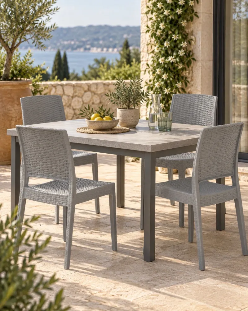 Set 4 Garden Chairs FOSSANO Synthetic Material Light Grey