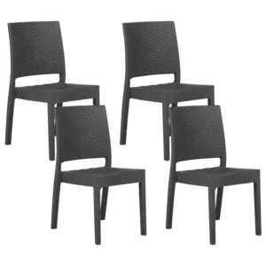 Set 4 Garden Chairs FOSSANO Synthetic Material Graphite Grey