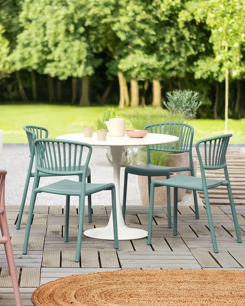 Set 4 Garden Chairs GELA Synthetic Material Mint Green