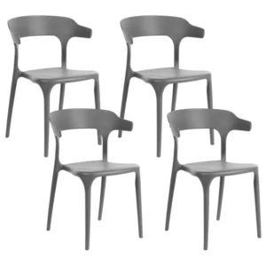Set 4 Garden Chairs GUBBIO Synthetic Material Dark Grey