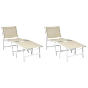 Set 2 Garden Chairs MARCEDDI Footstool Camoscio