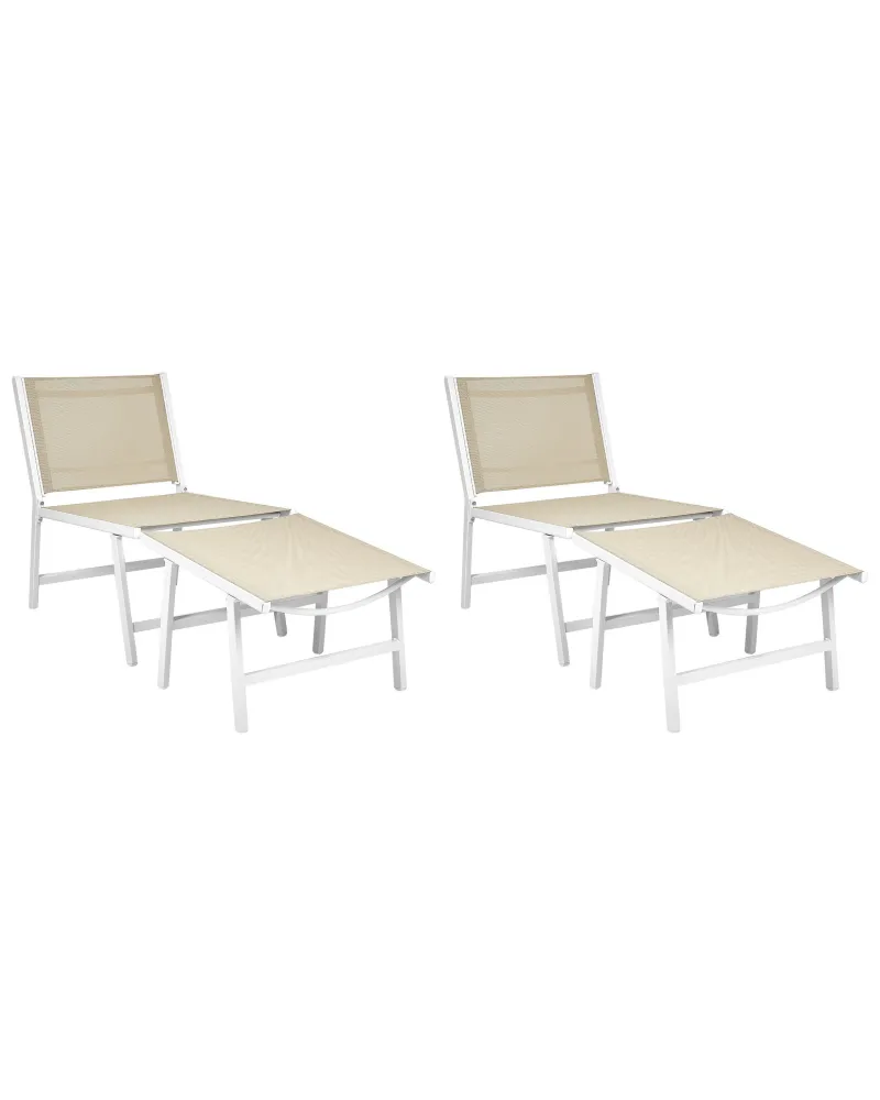 Set 2 Garden Chairs MARCEDDI Footstool Camoscio
