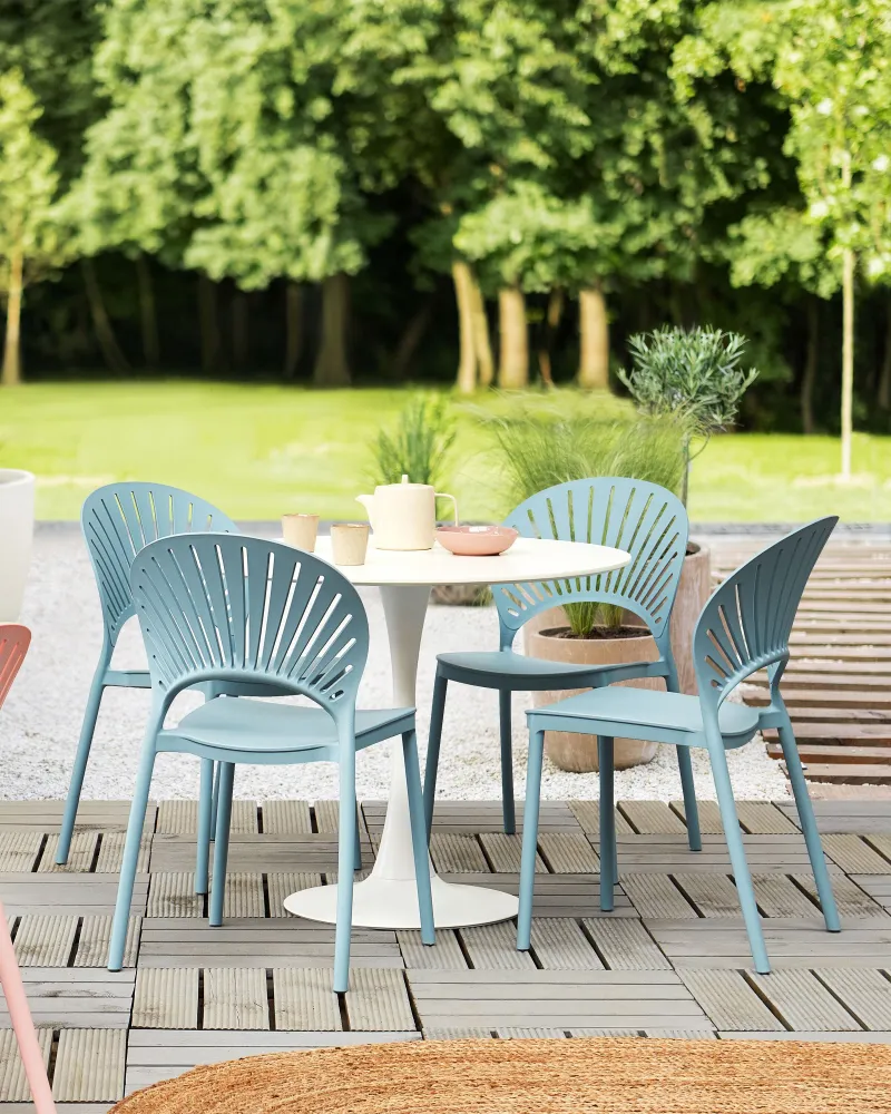 Set 4 Garden Chairs OSTIA Light Blue