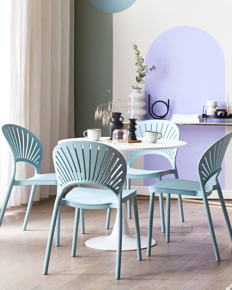 Set 4 Garden Chairs OSTIA Light Blue