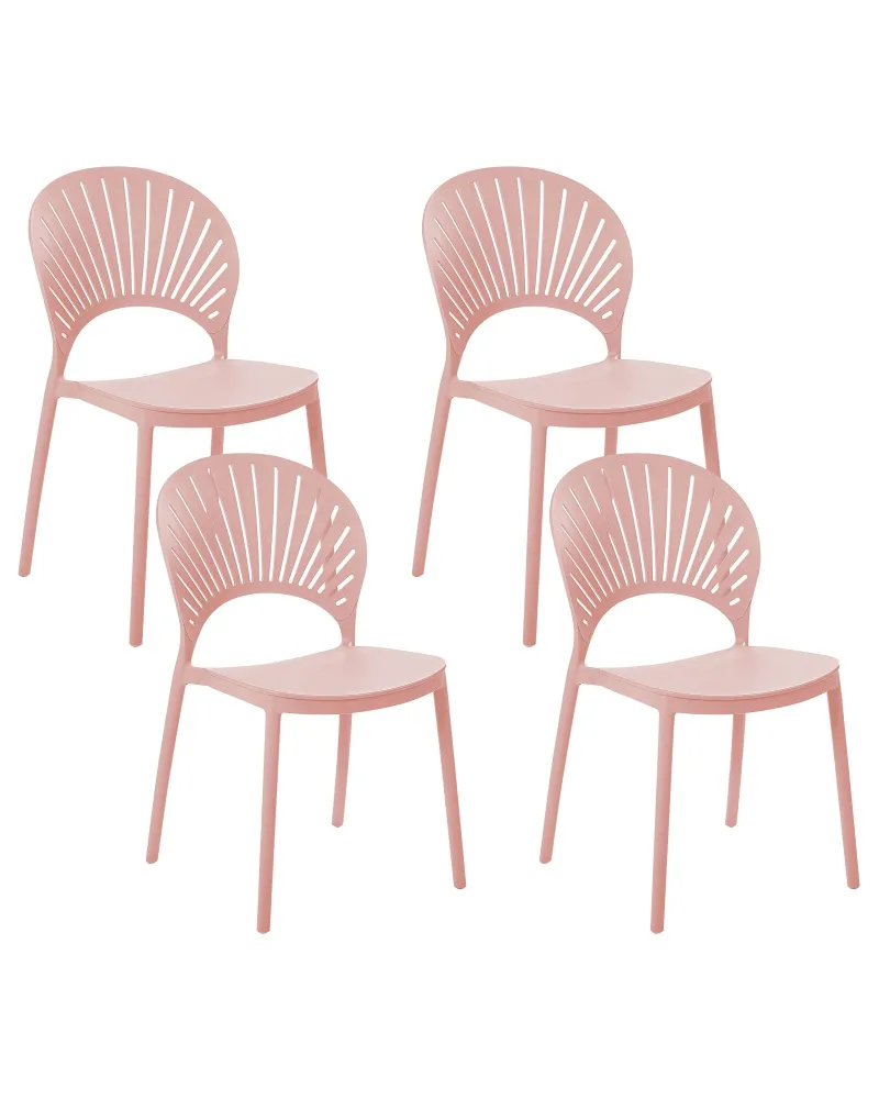 Set 4 Garden Chairs OSTIA Synthetic Material Pastel Pink