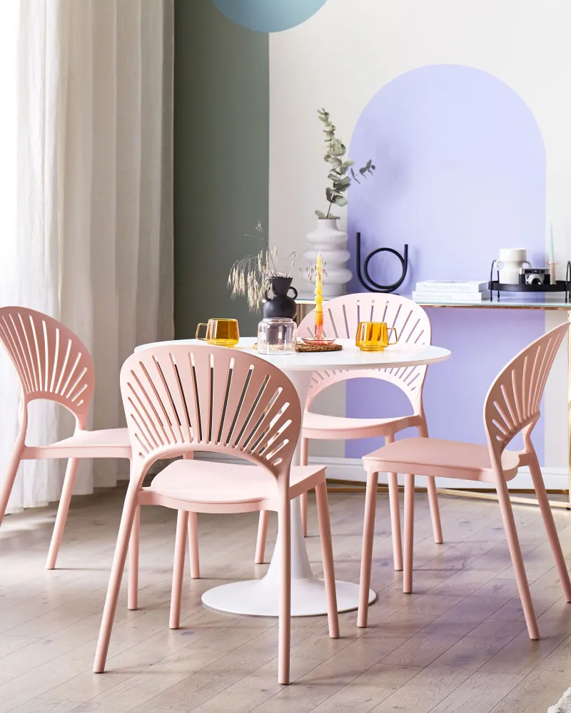 Set 4 Garden Chairs OSTIA Synthetic Material Pastel Pink