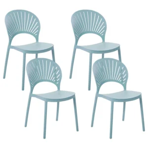 Set 4 Garden Chairs OSTIA Synthetic Material Light Blue
