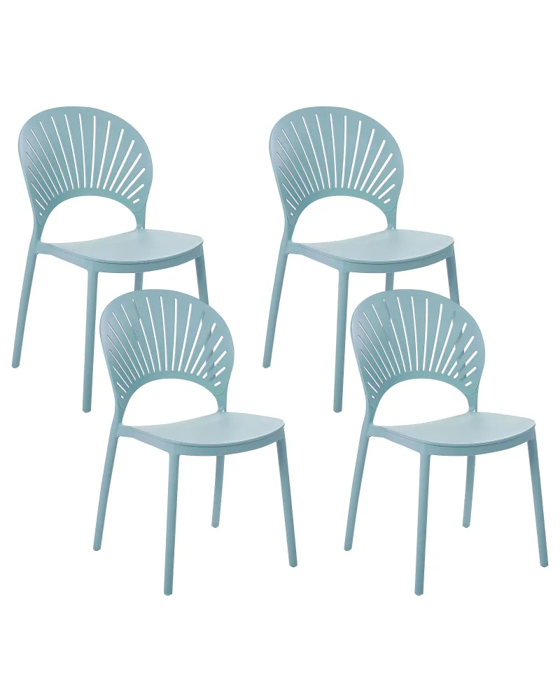 Set 4 Garden Chairs OSTIA Synthetic Material Light Blue