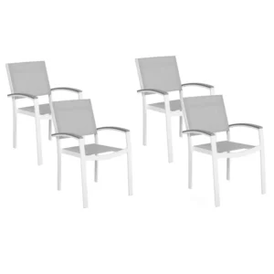 Set 4 Garden Chairs PERETA Metallico Grey