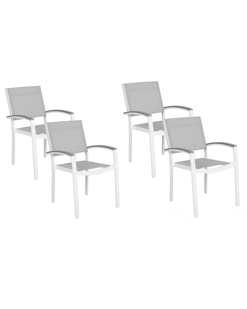 Set 4 Garden Chairs PERETA Metallico Grey