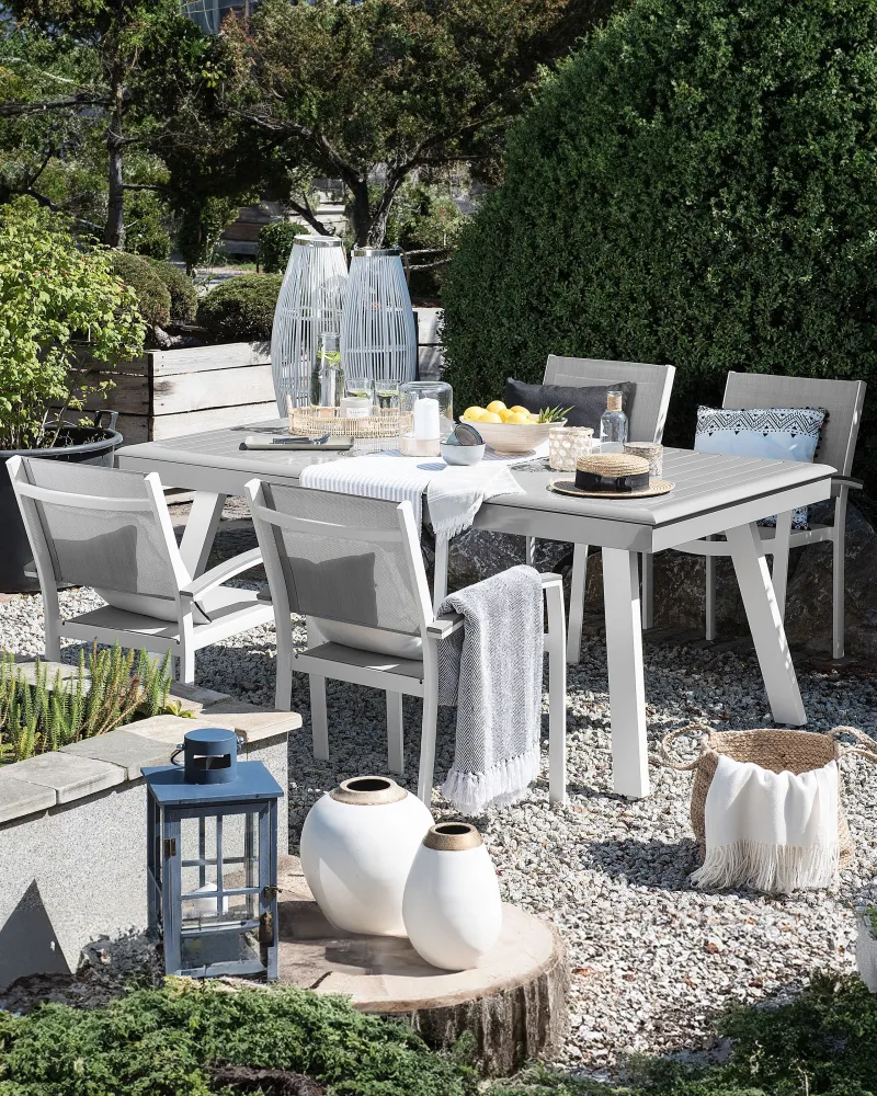 Set 4 Garden Chairs PERETA Metallico Grey