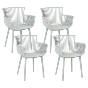 Set 4 Garden Chairs PESARO Light Grey