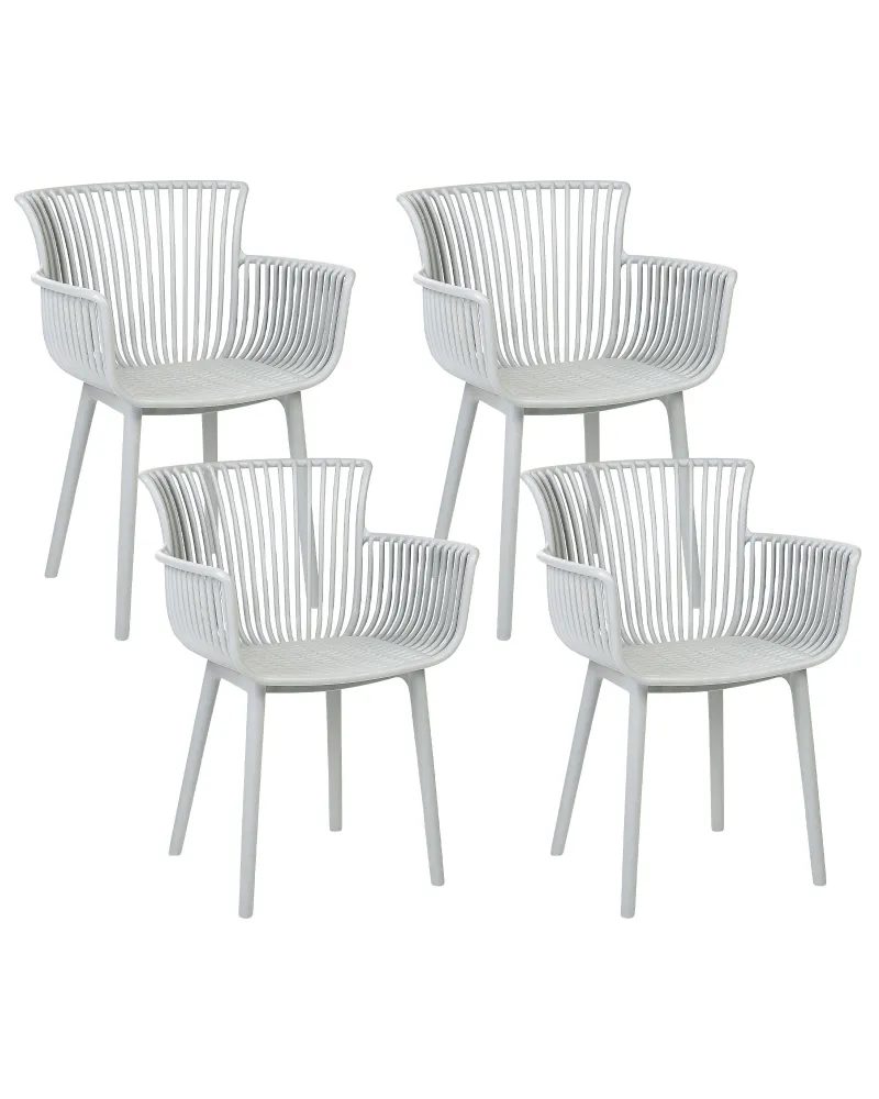 Set 4 Garden Chairs PESARO Light Grey
