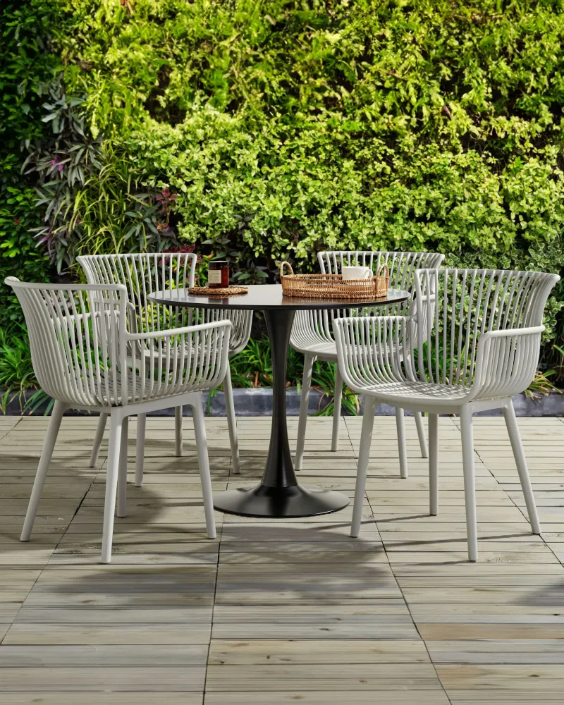 Set 4 Garden Chairs PESARO Light Grey
